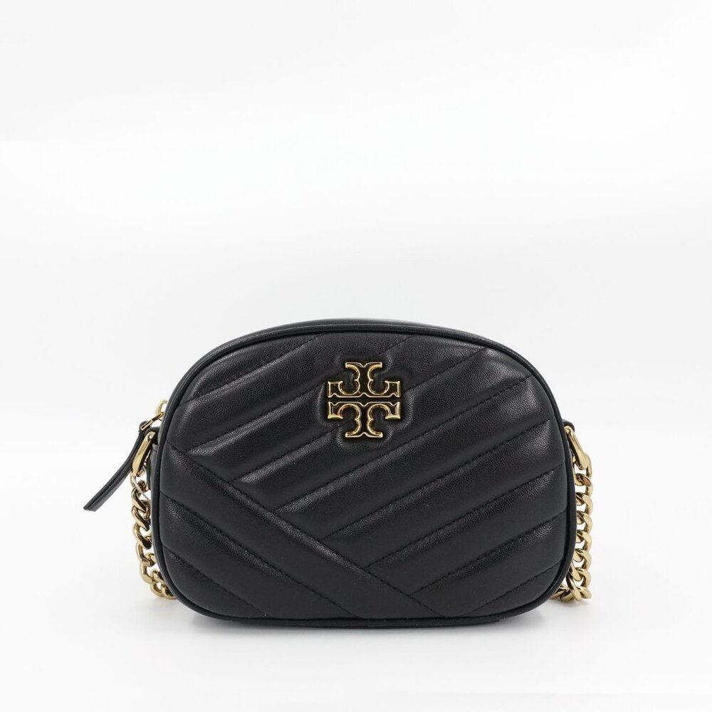 Tory Burch Black Quilted Leather Crossbody with Gold Hardware